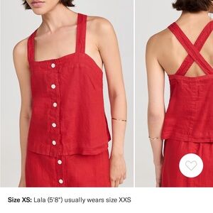 Alex Mill Red Sleeveless Button Tank Top